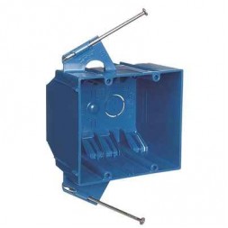 2-Gang 32 cu. in. Blue PVC New Work Switch and Outlet Box