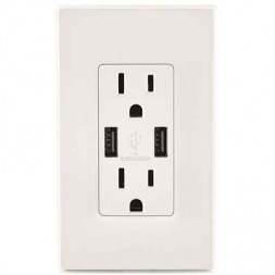 Combination Receptacle-USB Charger White