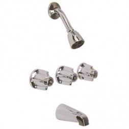 Bathroom Central Brass 3-Handle 1-Spray Tub and Shower Faucet