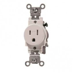 Commercial Grade Single Receptacle Tamper Resistant 15Amp White