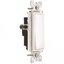 Residential Decora Rocker Switch Single Pole 15Amp-White