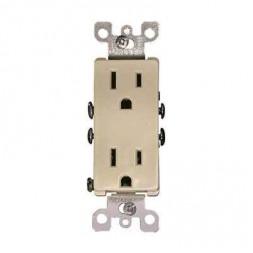 Decora Residential Grade Duplex Receptacle Double Pole 15Amp Ivory